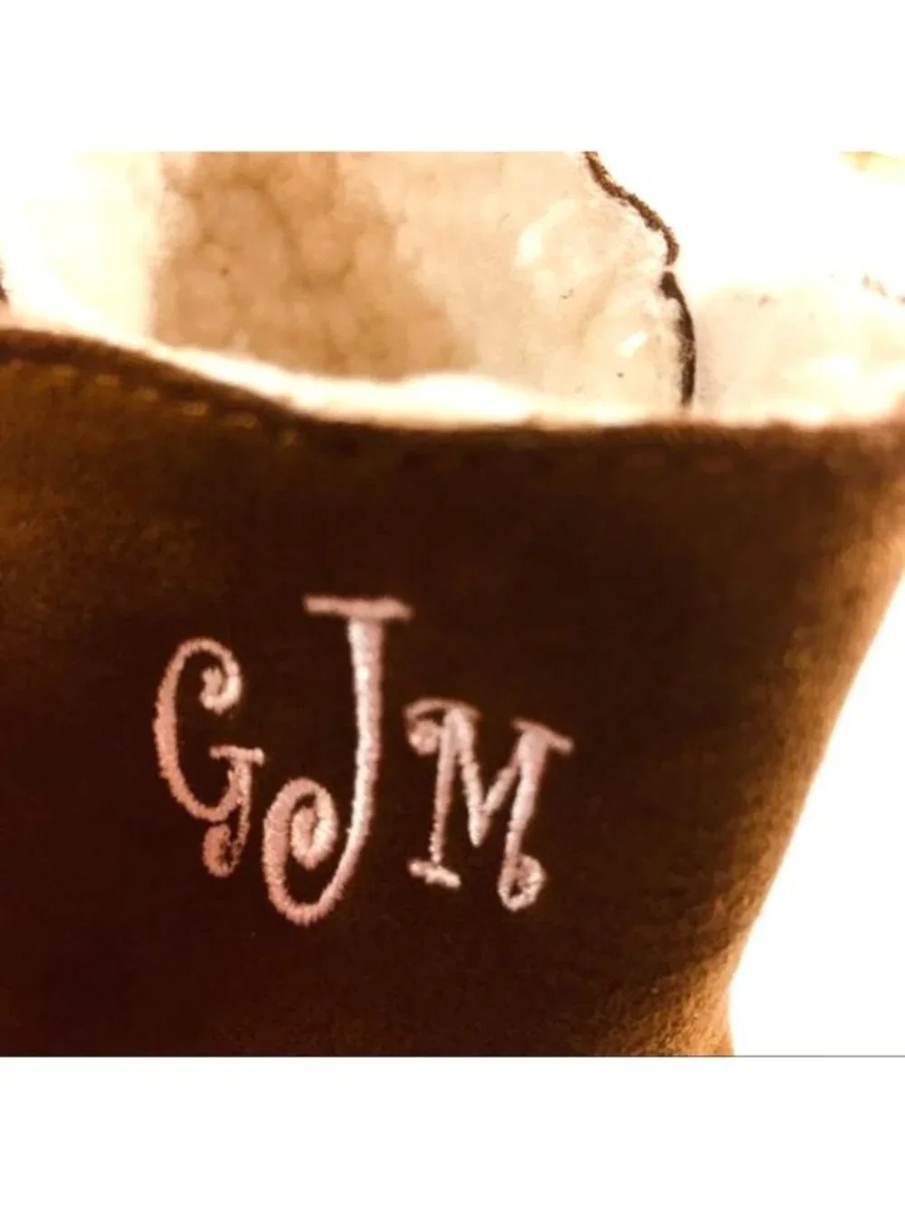 MarleyLilly Baby Booties Fur Lined Brown Monogramed Size 6-12 months